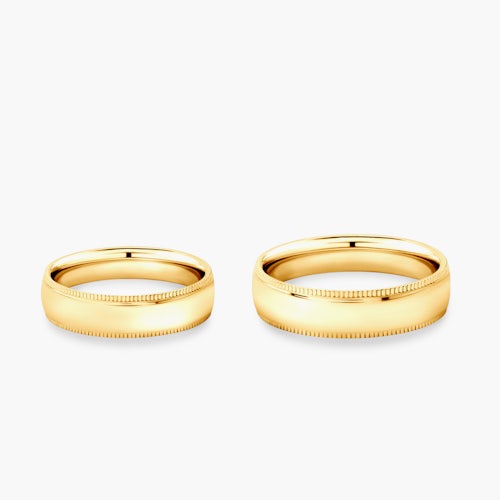 Obrączki ślubne: złote, półokrągłe, 5 mm